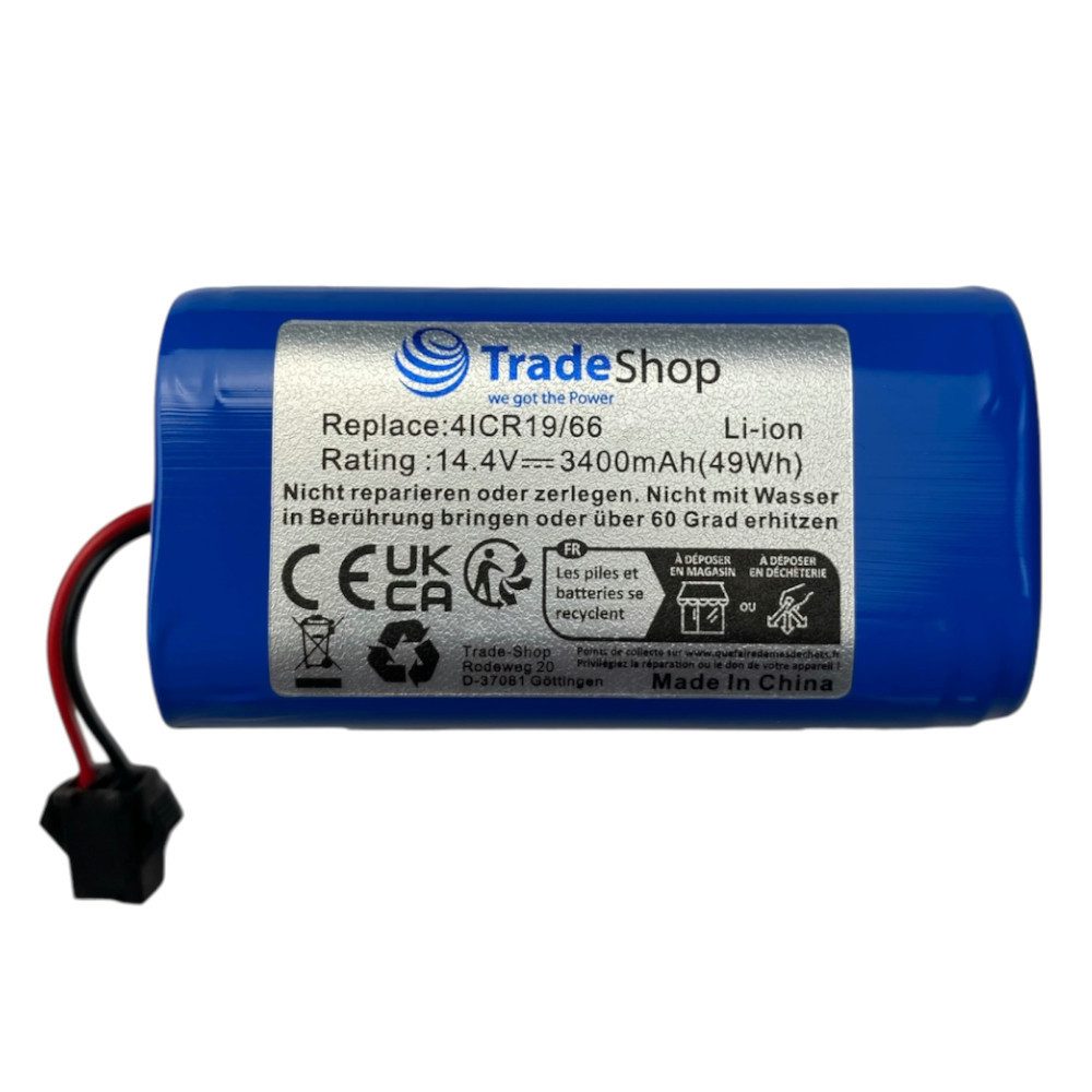 Trade-Shop Akku passend für Ecovacs ICR18650-26J-4S1P UR18650ZY-4S1P-AAM Akku Li-Ion 3400 mAh (14,4 V)