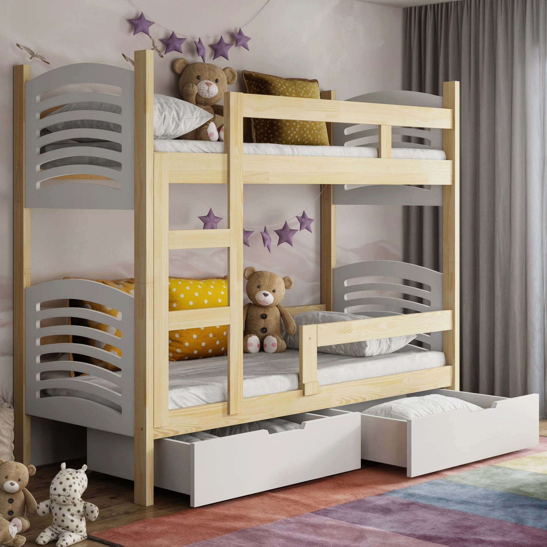 Selsey Etagenbett CAMI, Etagenbett mit 2 Schubladen