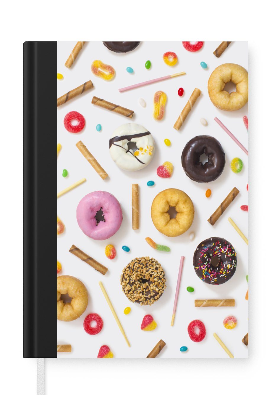 MuchoWow Notizbuch Donuts, Süßigkeiten und Kekse, Journal, Merkzettel, Tagebuch, Notizheft, A5, 98 Seiten, Haushaltsbuch | Notizbücher