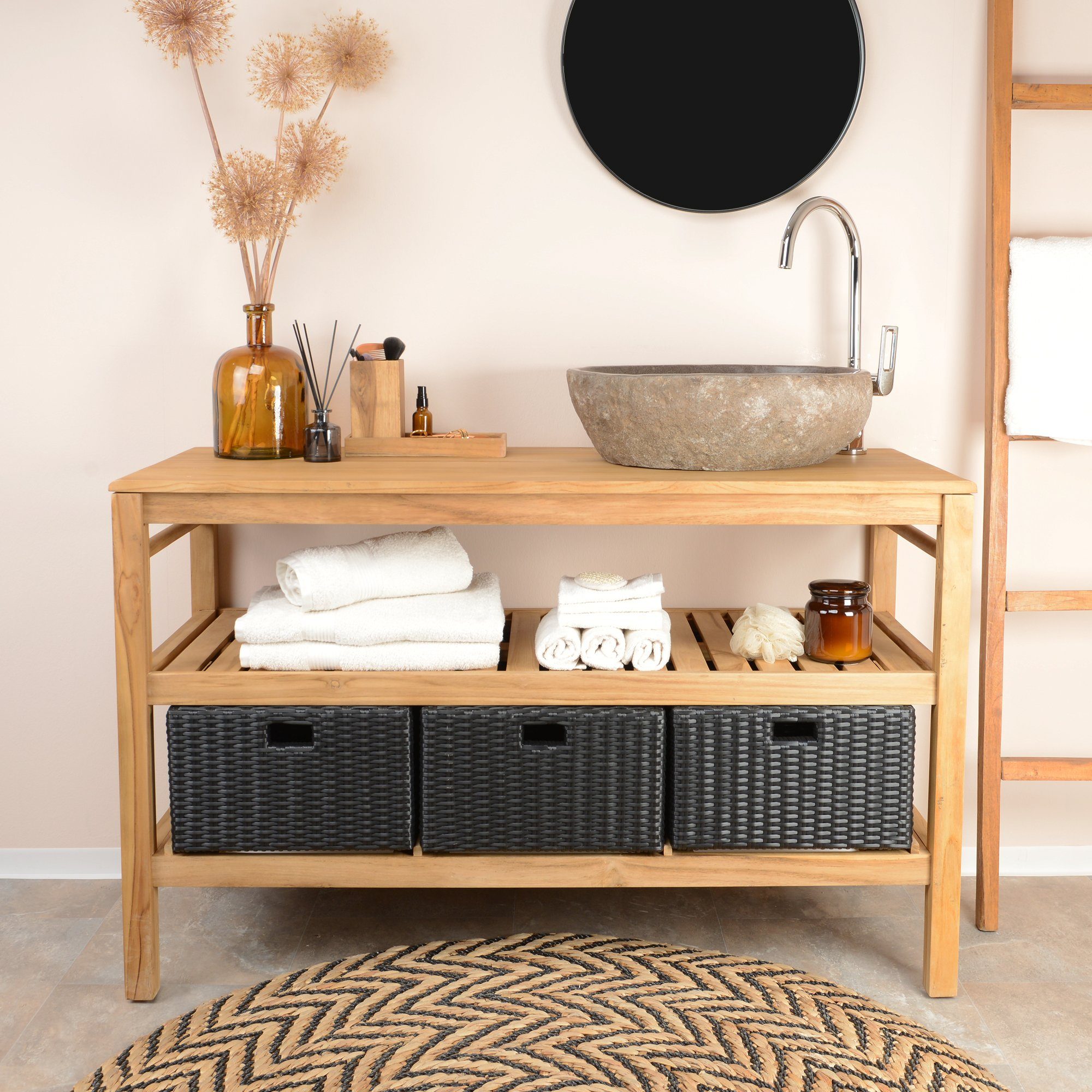 wohnfreuden Aufsatzwaschbecken Naturstein Waschbecken 50 cm günstig online kaufen