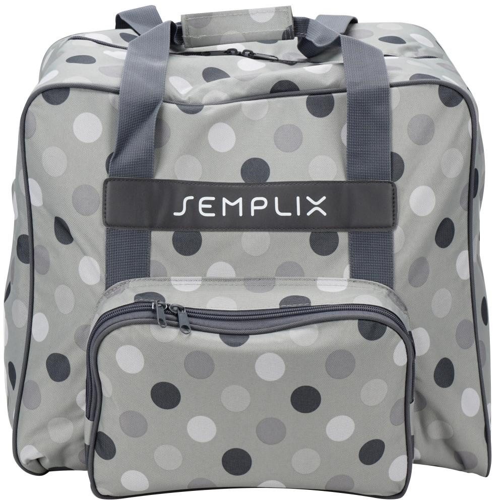 Semplix Nähmaschinentasche - Overlock-Tasche Polka Dots stein/grau