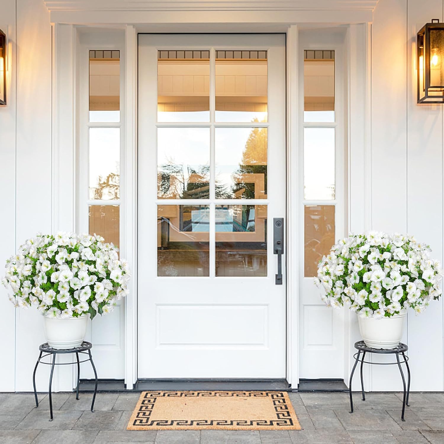Kunstblumenstrauß 9er Set bunte künstliche Petunien für Balkon & Außenbereich, FOUORTUNATE-BEE, Künstliche Hängepetunien für Balkon- und Blumenkasten-Deko – Bild 4 von 5