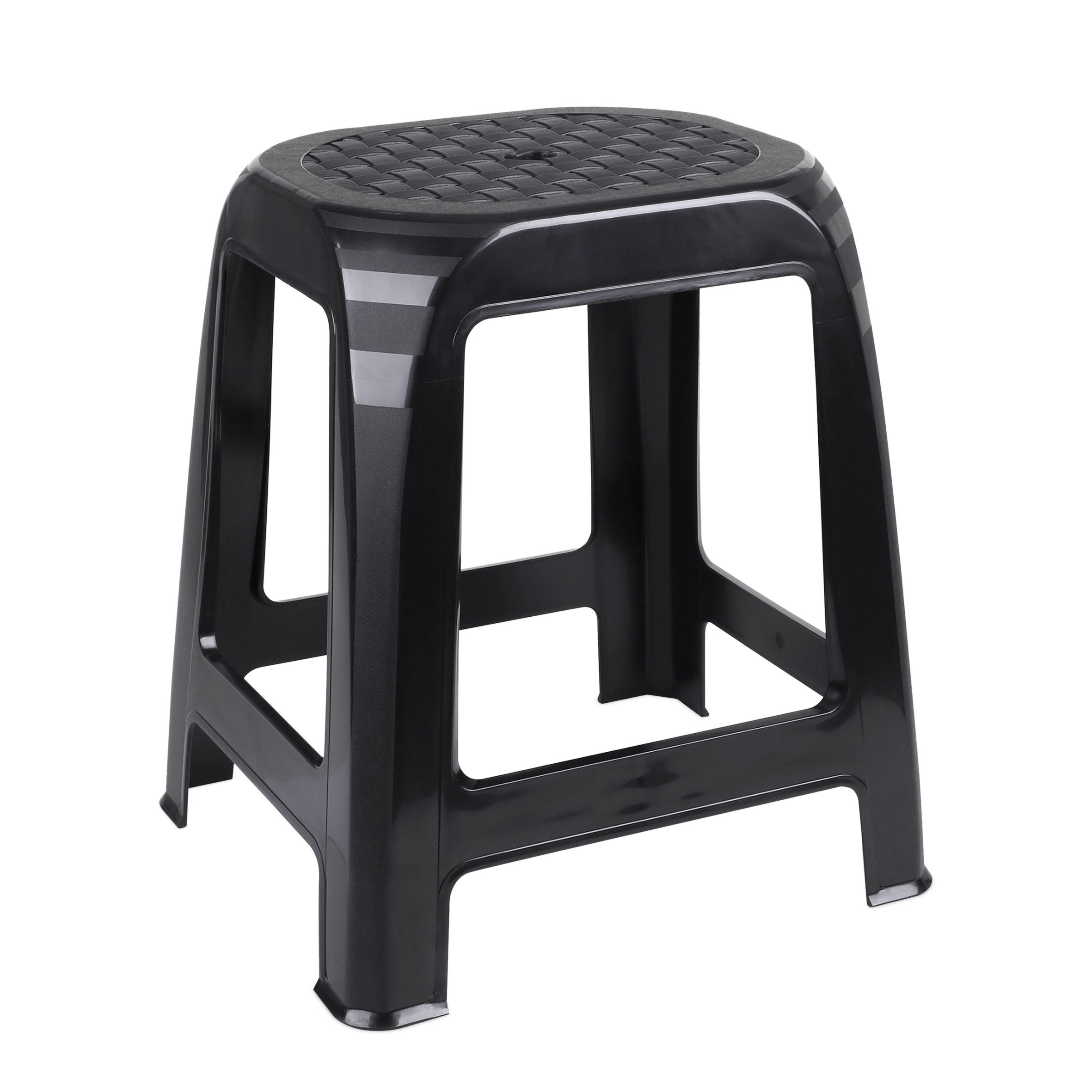 Spetebo Стремянка aus Kunststoff in schwarz - 46 x 41 cm - Küchen und Badezimmer Табуретки (Kunststoff Табуретки, 1 St., Стулья), fester Stand auf 4 Füßen