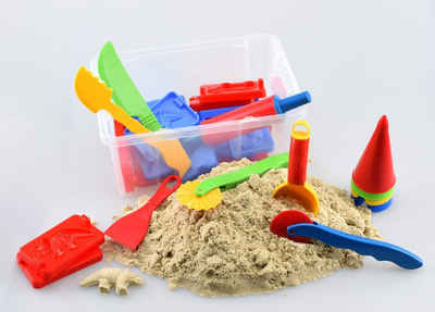 CHiLA Sandform-Set Spielsand Set, (Erbauer, 21-tlg), in praktischer Transportbox