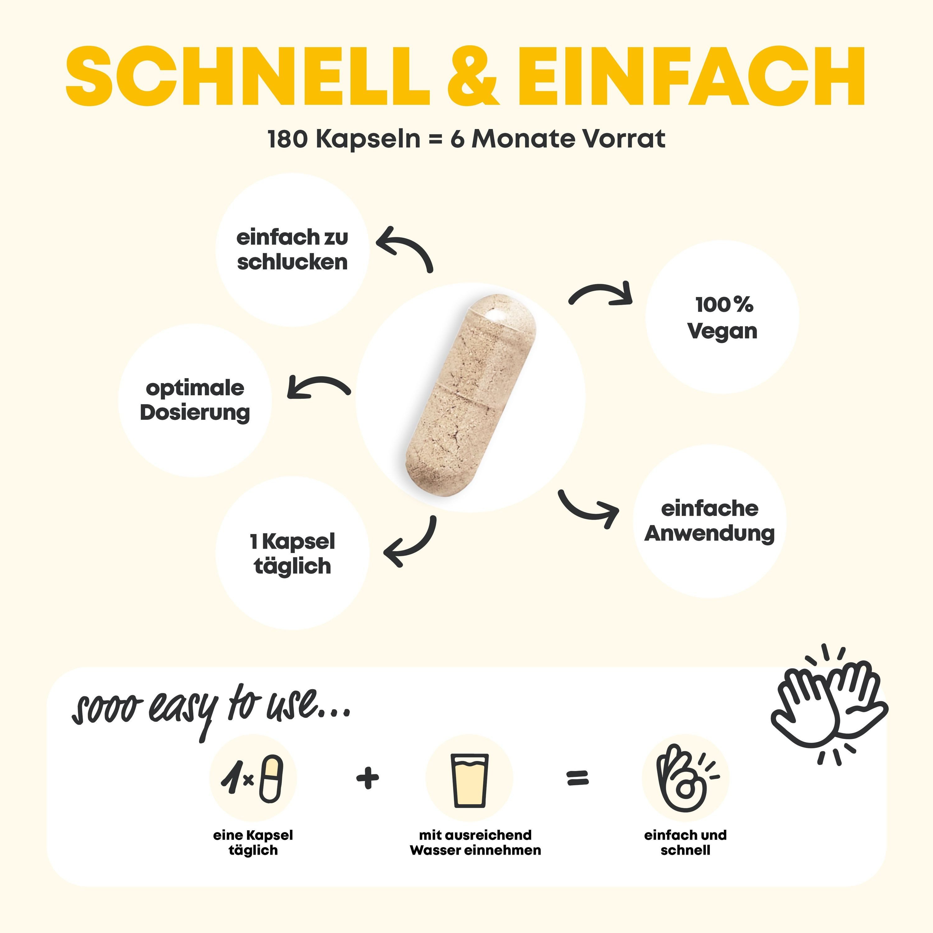 Yes Vegan Spermidin 6 mg + Vitamin C & B12 hochdosiert – 180 Kapseln Kapseln, 1 St., 72 g