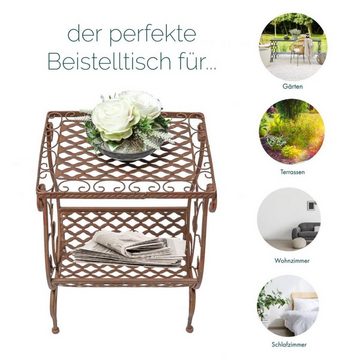 PassionMade Beistelltisch Gartentisch Gartenmöbel Beistelltisch Metall Rostdeko 948 (1 stück, 1 tisch), Wunderschöne Zeitungstisch in Antiklook Rostoptik