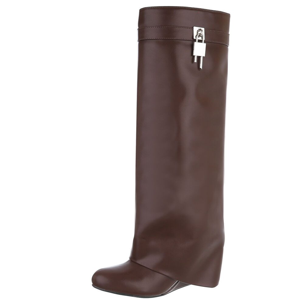 Ital-Design Overknee-Stiefel mit Blockabsatz und Zip-Verschluss günstig online kaufen