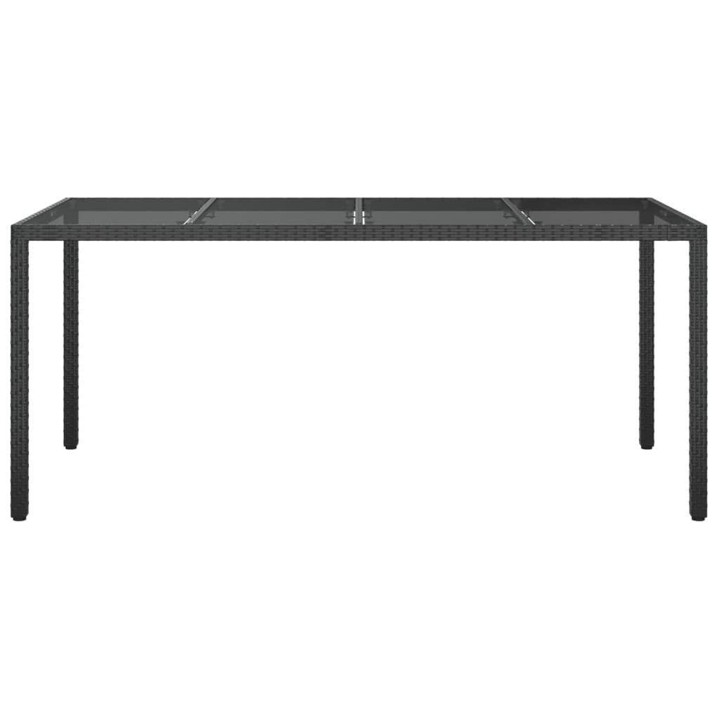 vidaXL Gartentisch Gartentisch Schwarz Schwarz Gehärtetes Poly 190x90x75 (1-St) Glas Rattan cm Schwarz 