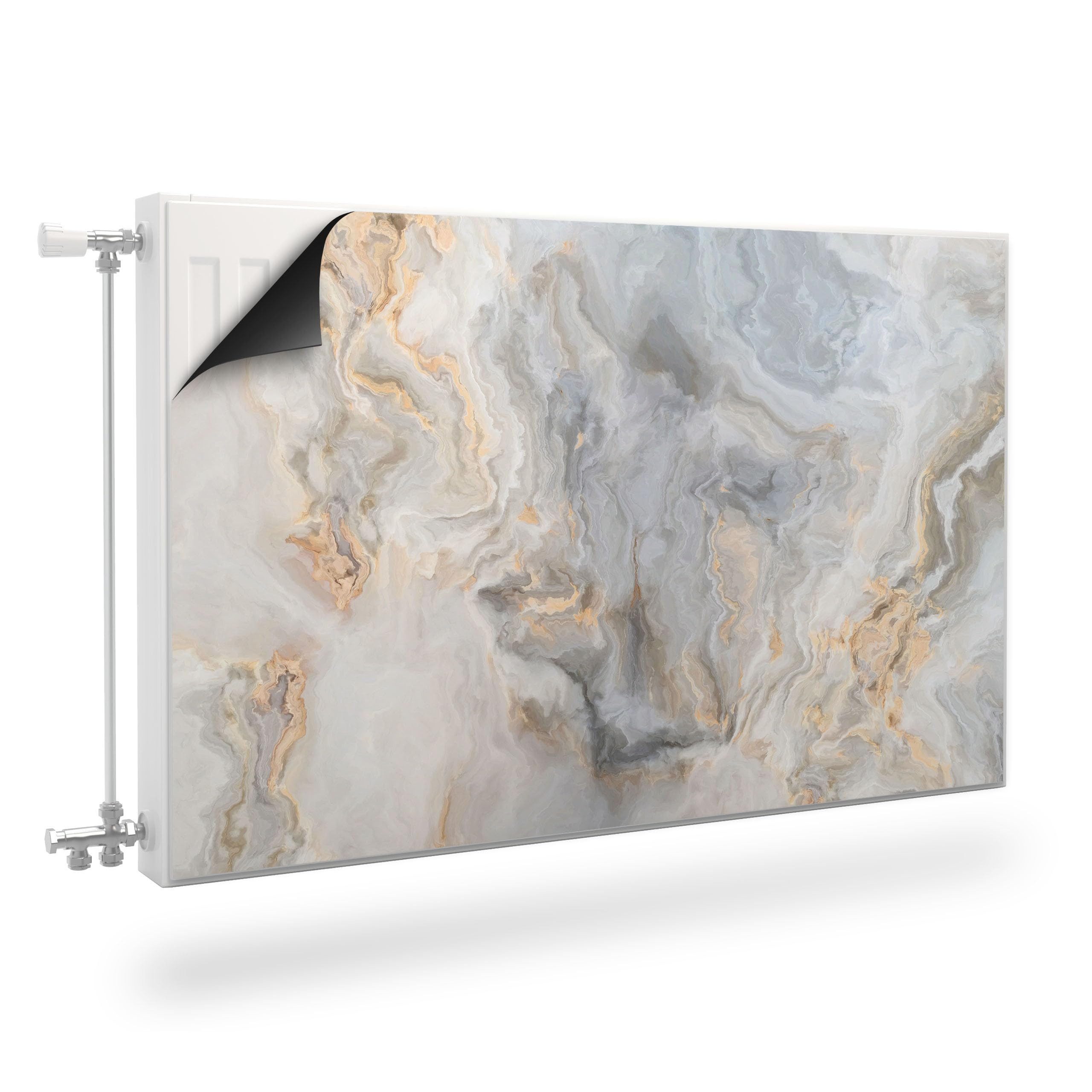 Muralo Magnetfolie Heizkörperverkleidung Muster – Heizkörperabdeckung magnetisch, Beige Marmor – 80x60 cm, abriebfest, abwischbar