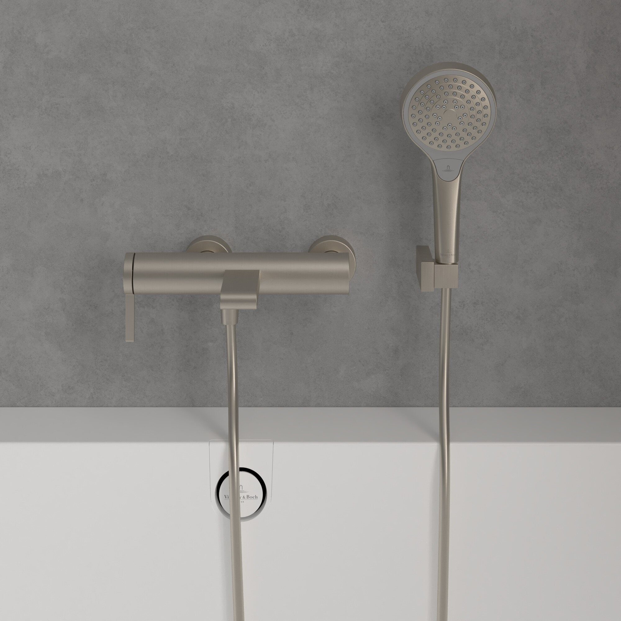 Villeroy & Boch Wannenarmatur Dawn Badewannenarmatur, gerader Auslauf, mit Umsteller, Wandmontage