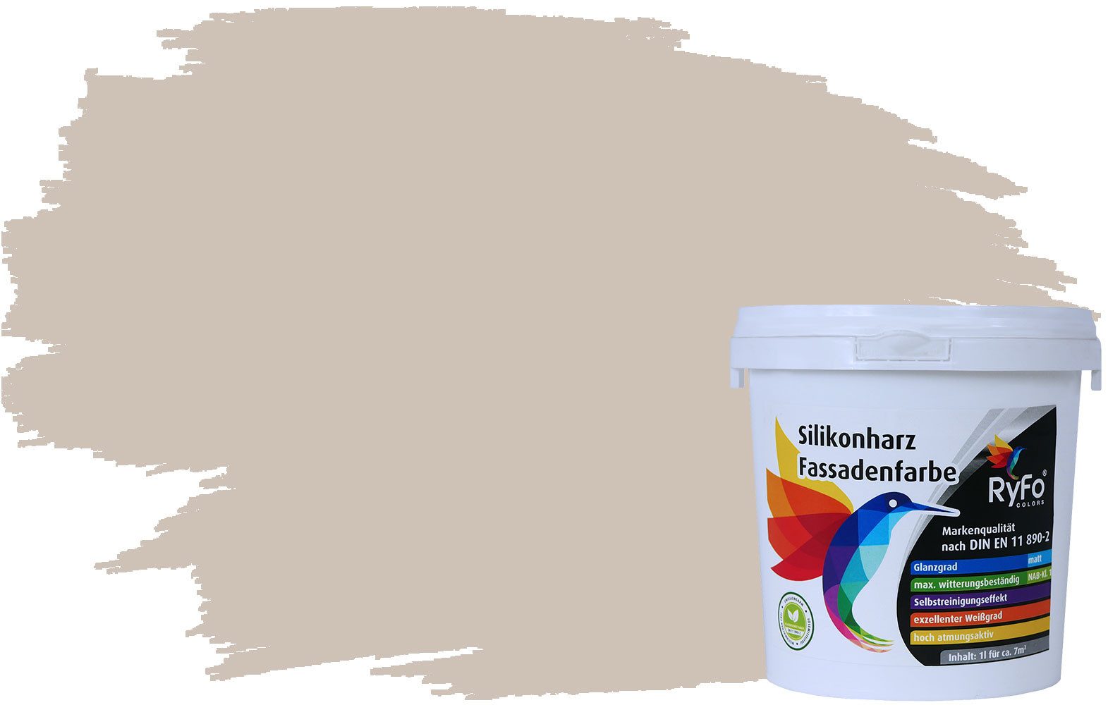 RyFo Colors Fassadenfarbe Silikonharz Fassadenfarbe Grautöne, 1 L ca. 6 m², Wasserabweisend, diffusionsfähig, schützt vor Schmutz, UV-beständig