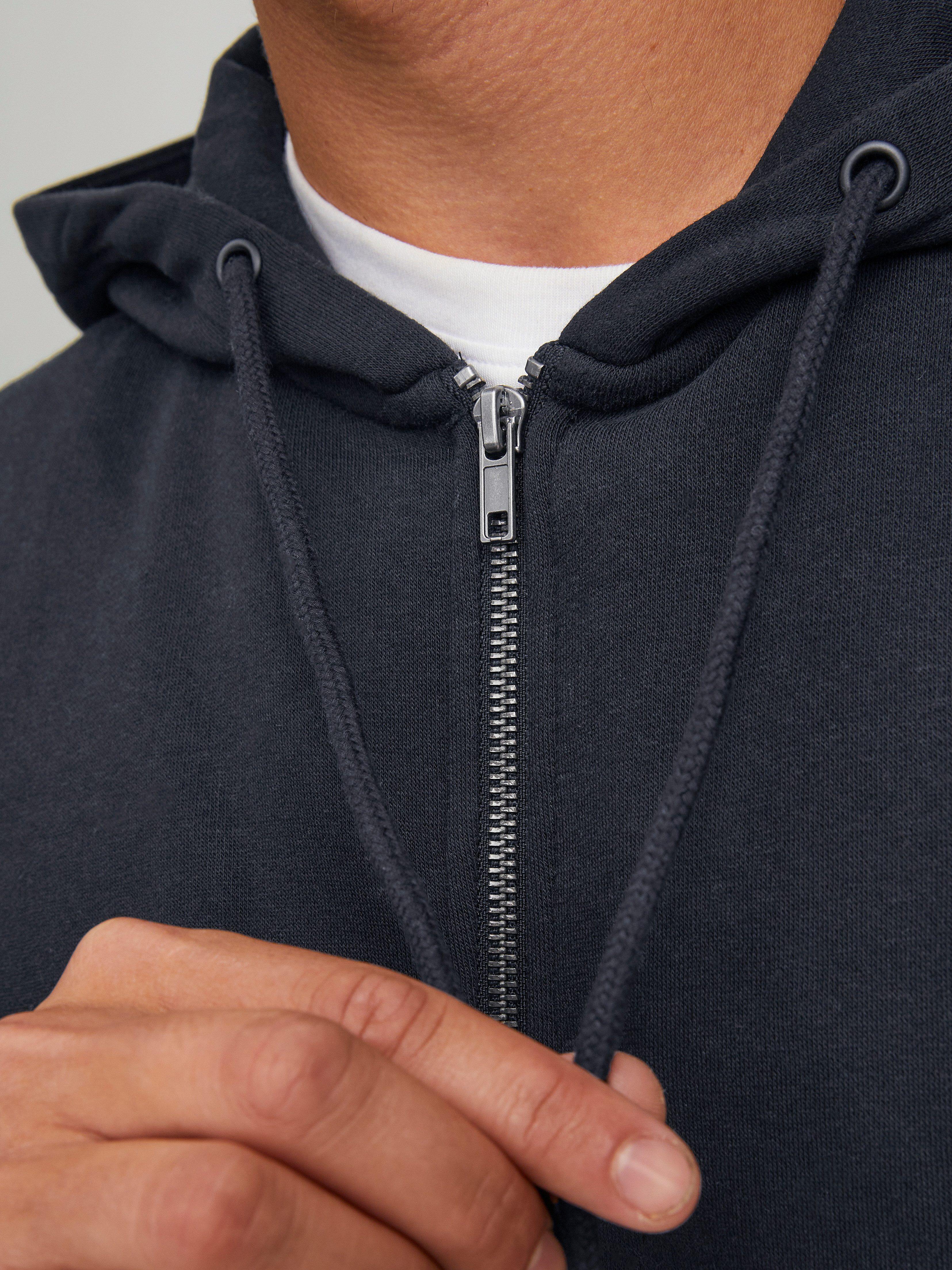 Jack & Jones Kapuzensweatjacke JJEBRADLEY mit Kapuze, ideal für kalte Jahreszeit Materialmix, relaxed fit