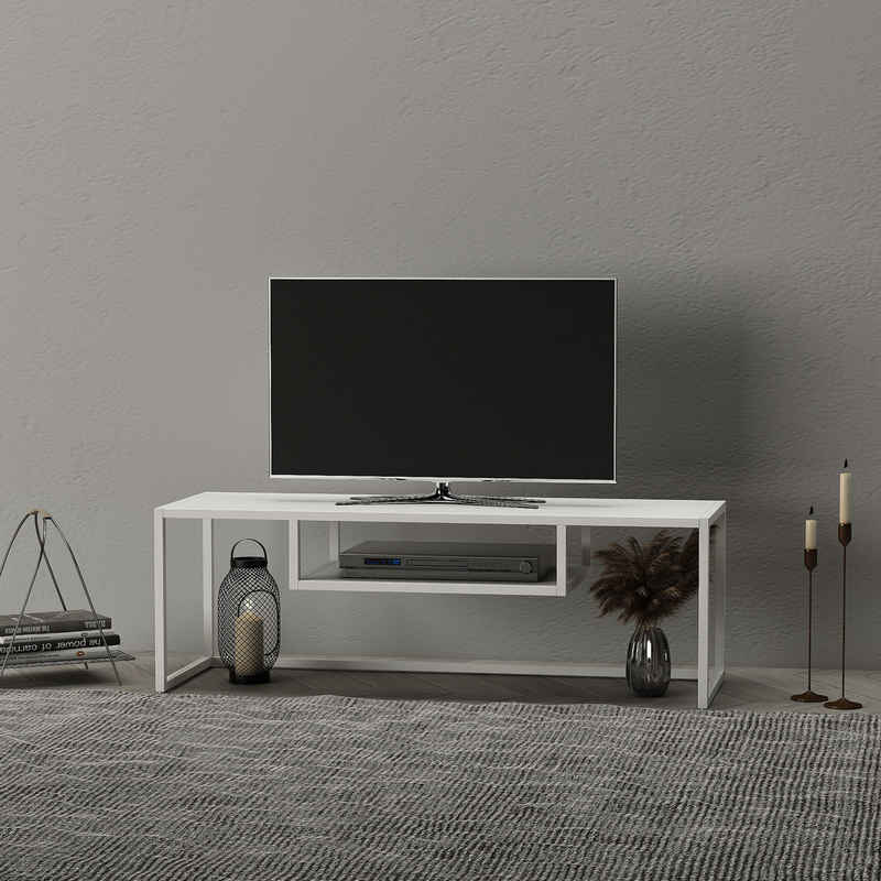 en.casa TV-Regal, »Isokyrö« Metall 120 x 40 x 40 cm Weiß