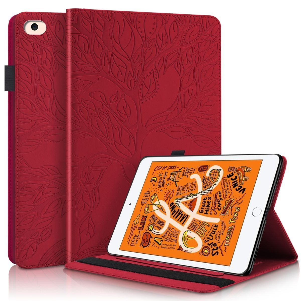 Wigento Tablet-Hülle Aufstellbare Kunst-Leder Tasche Baum Muster für Apple  iPad Mini 2 / 3 / 4 7.9 Zoll Etuis Hülle Cover Schutz Case Zubehör