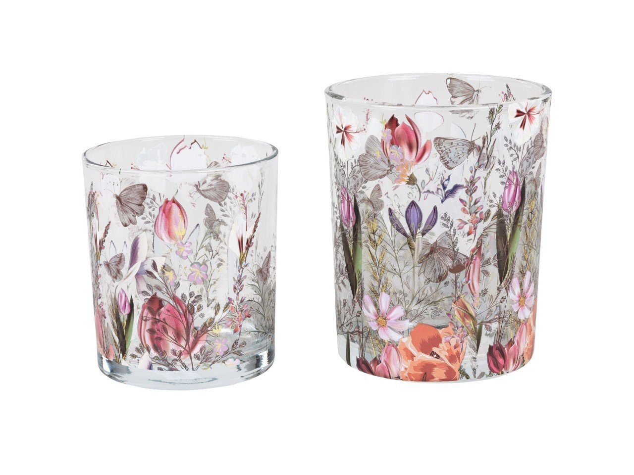 D:10cm formano H:13cm Mehrfarbig Teelichthalter Blumenwiese, Glas