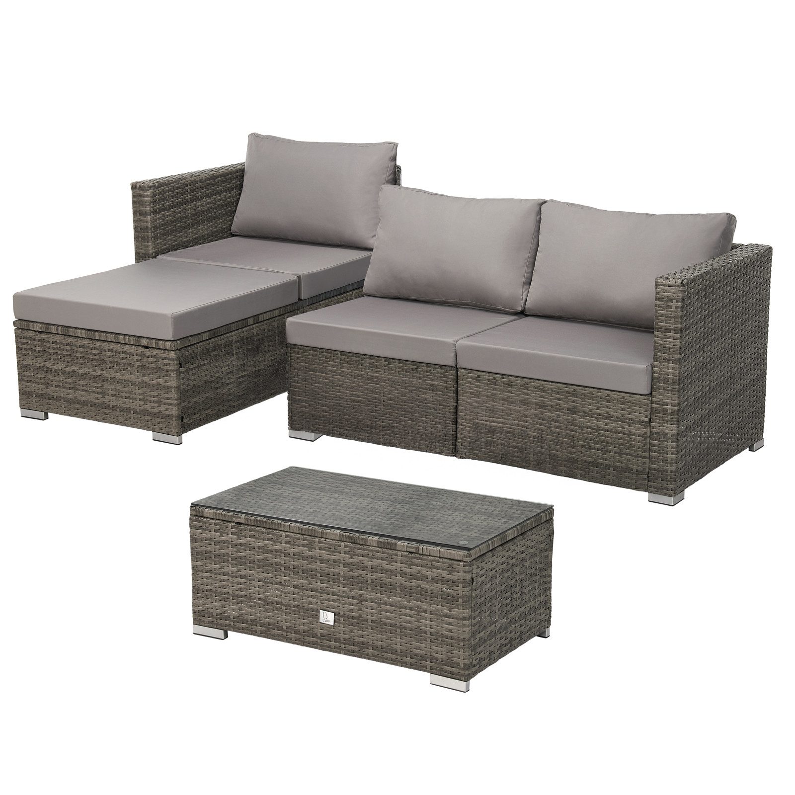 SVITA Loungeset QUEENS, (Set, 4-tlg., Garten-Lounge), verschiedene Stellmöglichkeiten, breite Armlehnen, inkl. Tisch