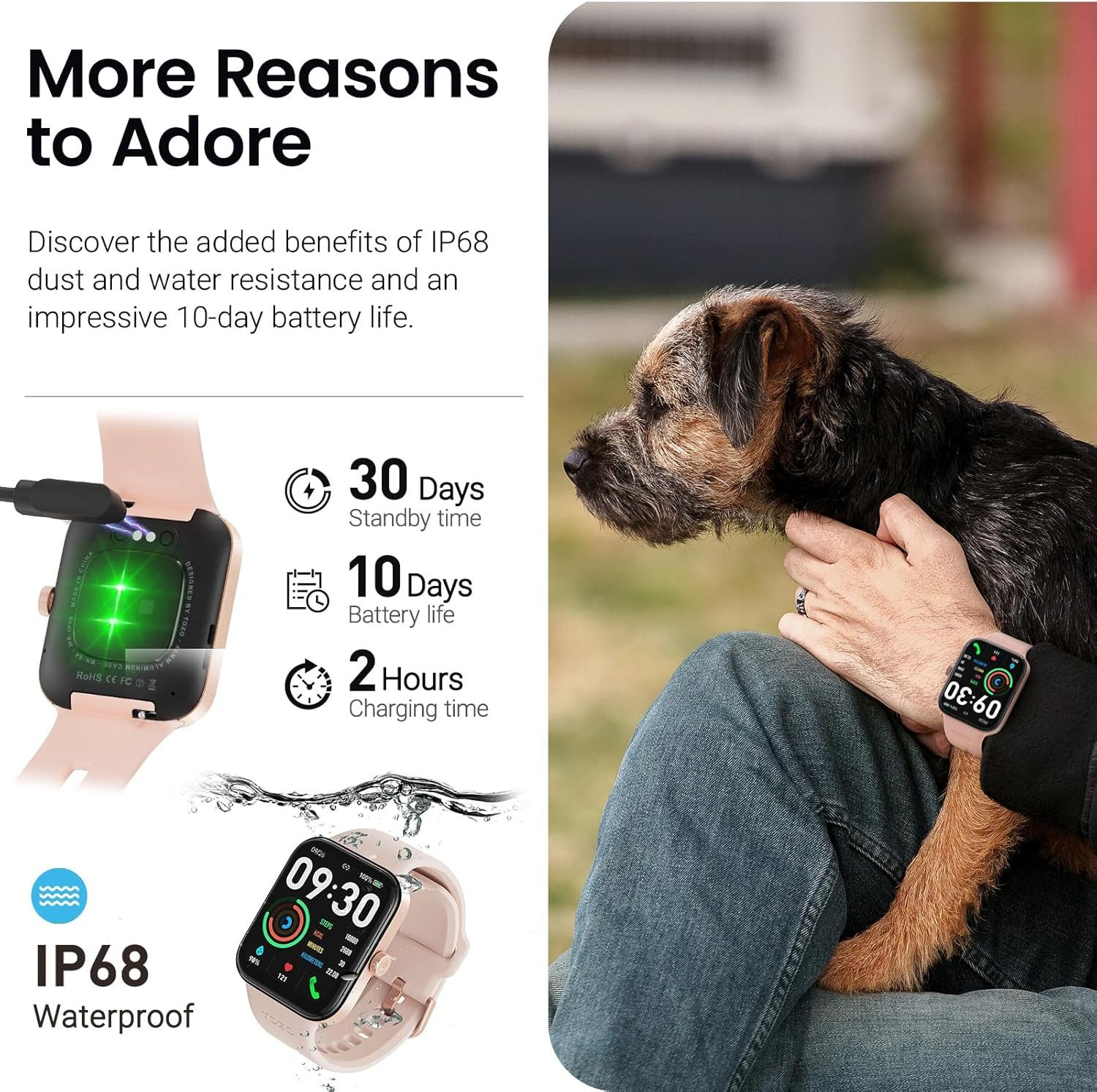 TOZO S4 Smartwatch (4,5 cm, android ios), Smartwatch mit AMOLED Display Anrufen Fitnessmodi Gesundheit Akku