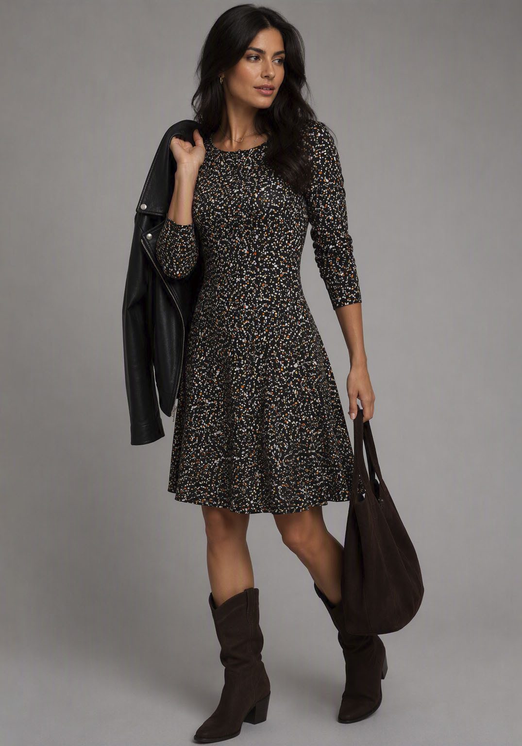 Laura Scott Jerseykleid sportlich-feminines Kleid, knielang, mit floralem Allovermuster