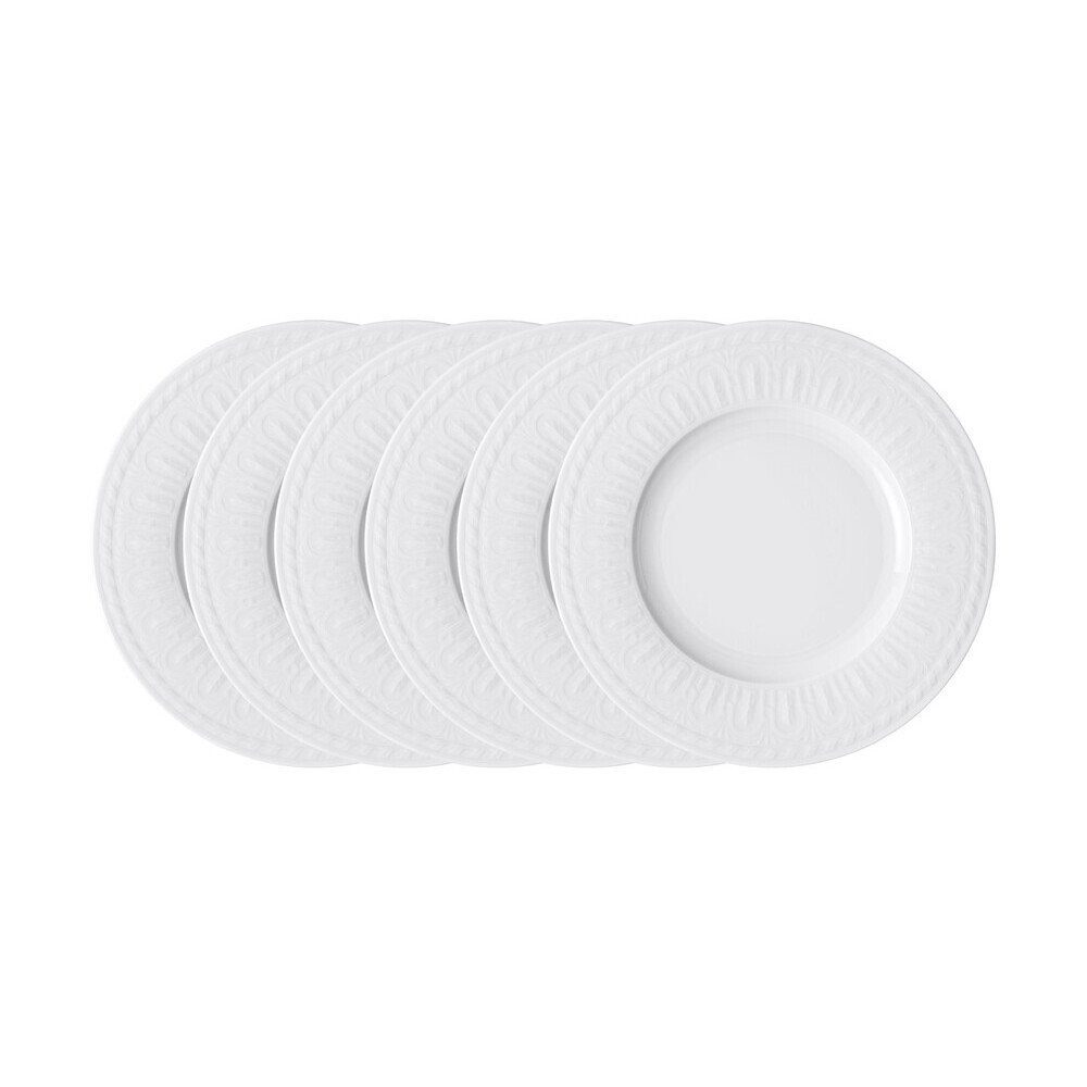 Villeroy & Boch Speiseteller Speiseteller 27 cm Cellini weiß 6-tlg., Speiseteller, Essteller, Flachteller, Ø27cm, Premium Porcelain, weiß