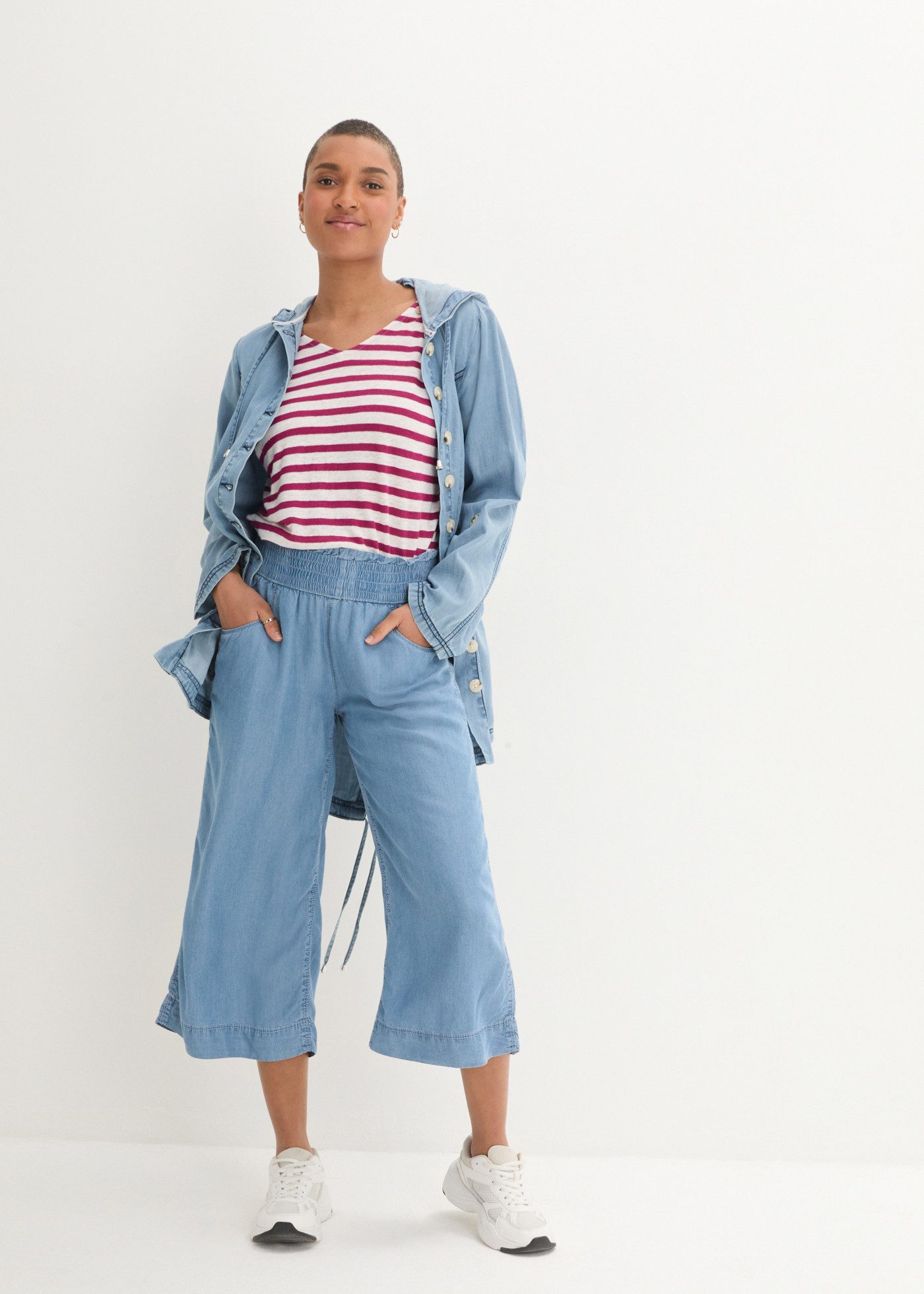 bonprix Culotte aus Lyocellstoff, weiter Schnitt, luftiges Design, Loose Fit Passform