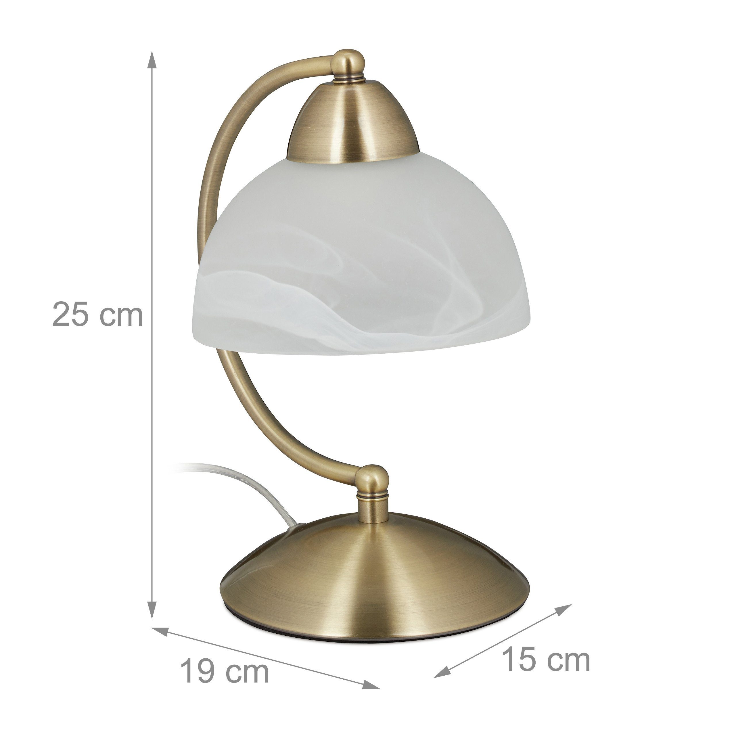 relaxdays Tischleuchte Tischlampe Touch Weißglas, Touch-Funktion zum Ein-/Ausschalten und stufenlosen Dimmen, E14 bis 40 W (Leuchtmittel nicht enthalten), Messi – Bild 4 von 5