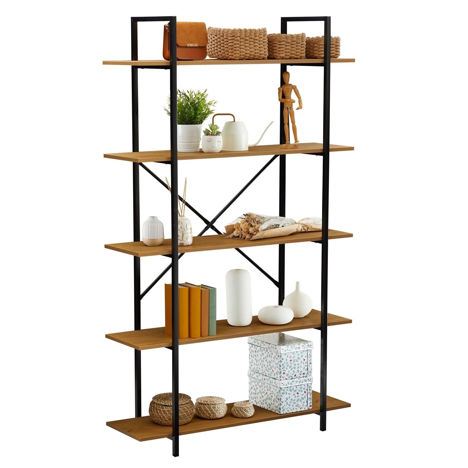 CARO-Möbel Bücherregal MEDA, Regal im Industrial Stil aus Metall in schwarz günstig online kaufen