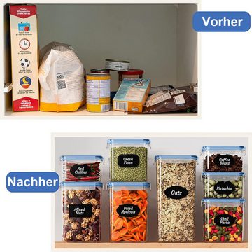 HYIEAR Vorratsdose Luftdichte Vorratsbehälter 24-tlg, mit Etiketten sowie Markern, Kunststoff, (Set, stapelbar), mit Etiketten, Markierstift und Messlöffeln