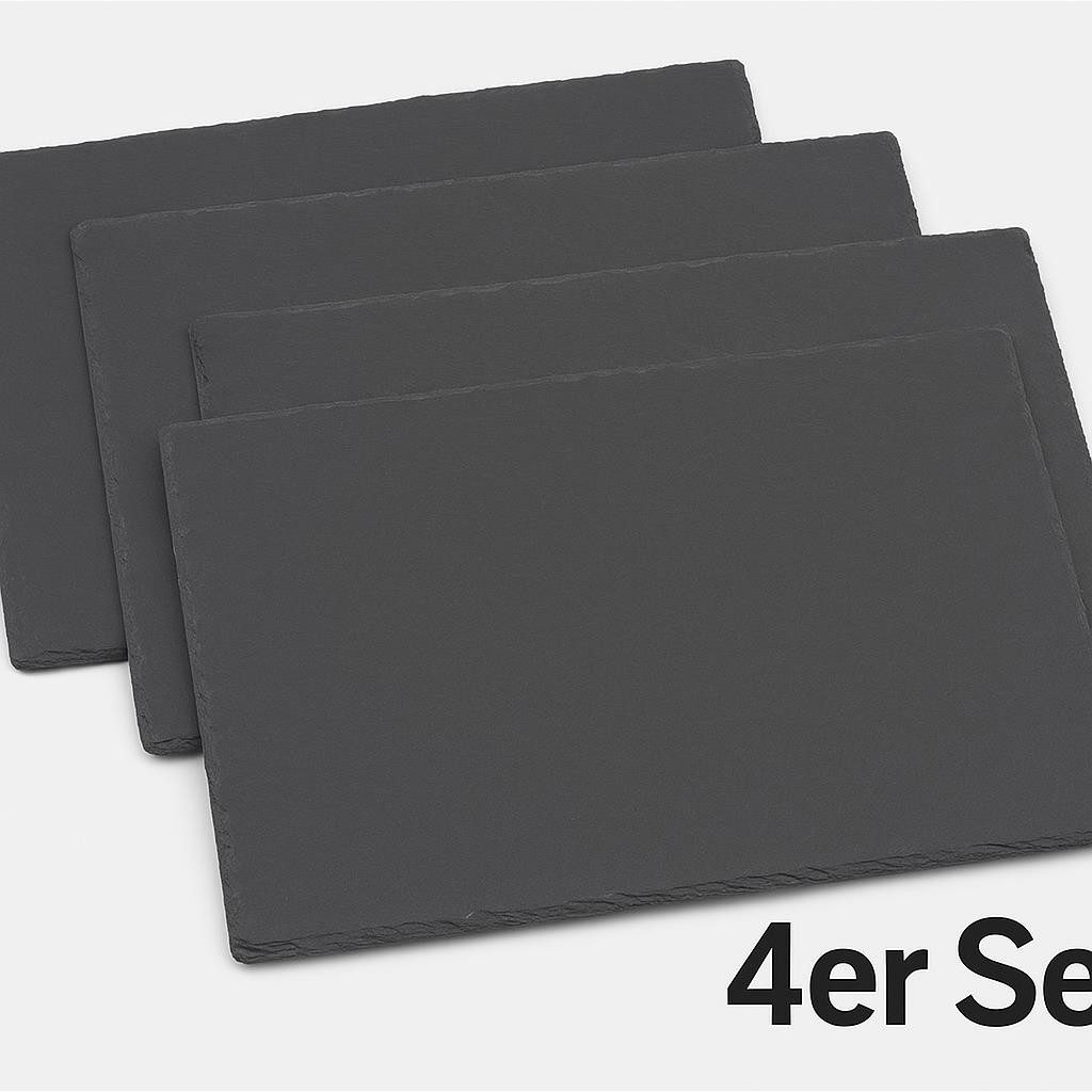 hausleben Servierplatte Schiefer 35x25 cm, (4-tlg), Antirutsch, lebensmittelecht, modern