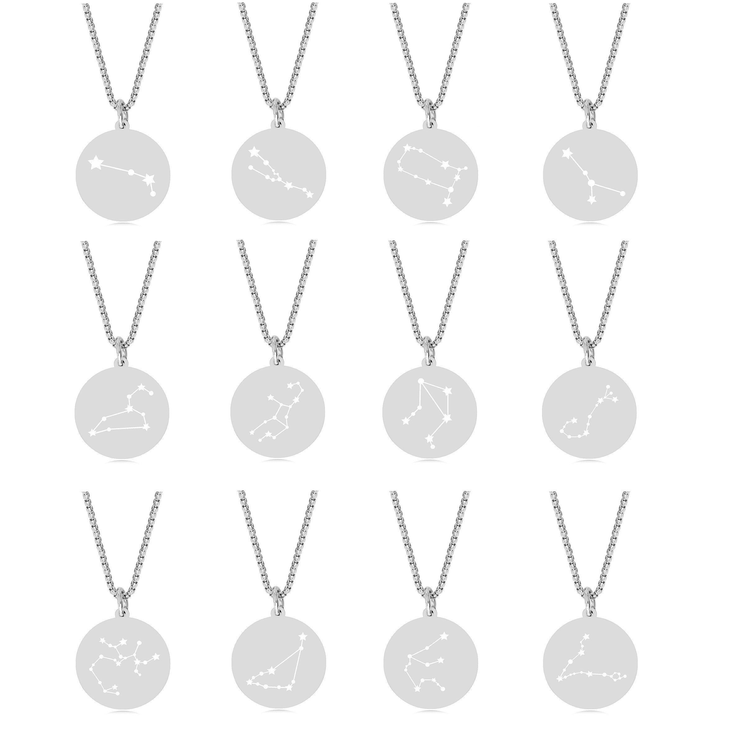 Timando Kette mit Anhänger Sternbild Kette mit Sternzeichen in silber-farben, Halskette Horoskop, Geschenk zum Geburtstag