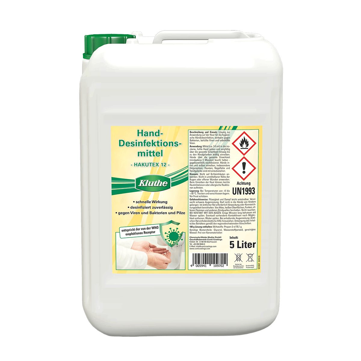 Universal-Verdünner Kluthe Handdesinfektionsmittel HAKUTEX 12 5 Liter