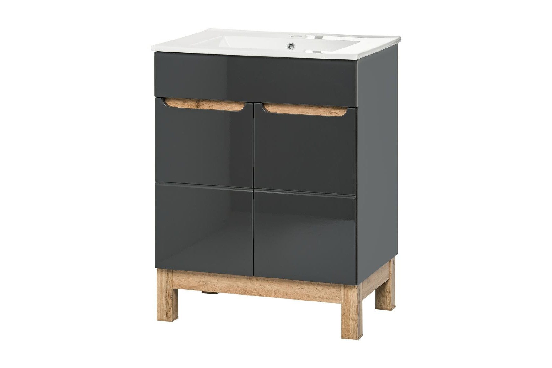 Waschtisch Keramik Waschbecken mit Unterschrank 60cm für Badezimmer