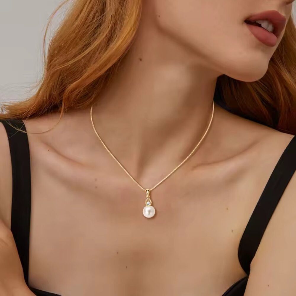 ROUGEMONT Perlenkette Damen Perlenkette Halskette Moissanit günstig online kaufen