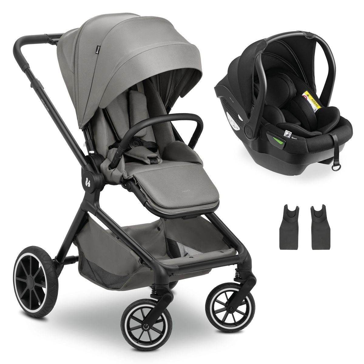 Hauck Kinder-Buggy Move N Care 2in1 Travel Set - Dark Grey, Sportwagen mit Liegefunktion inkl. Babyschale & Adapter bis 22 kg