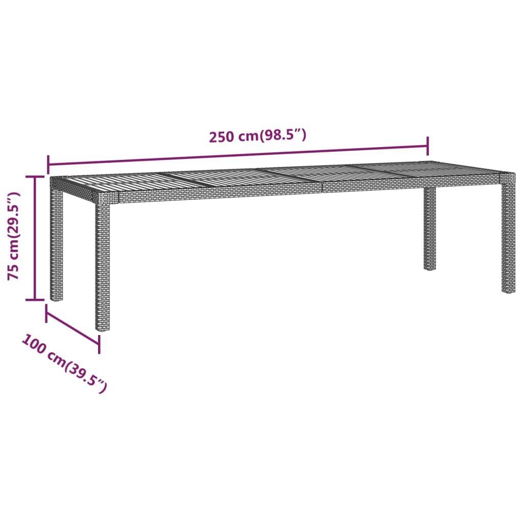 furnicato Gartentisch Grau 250x100x75 cm Poly Rattan