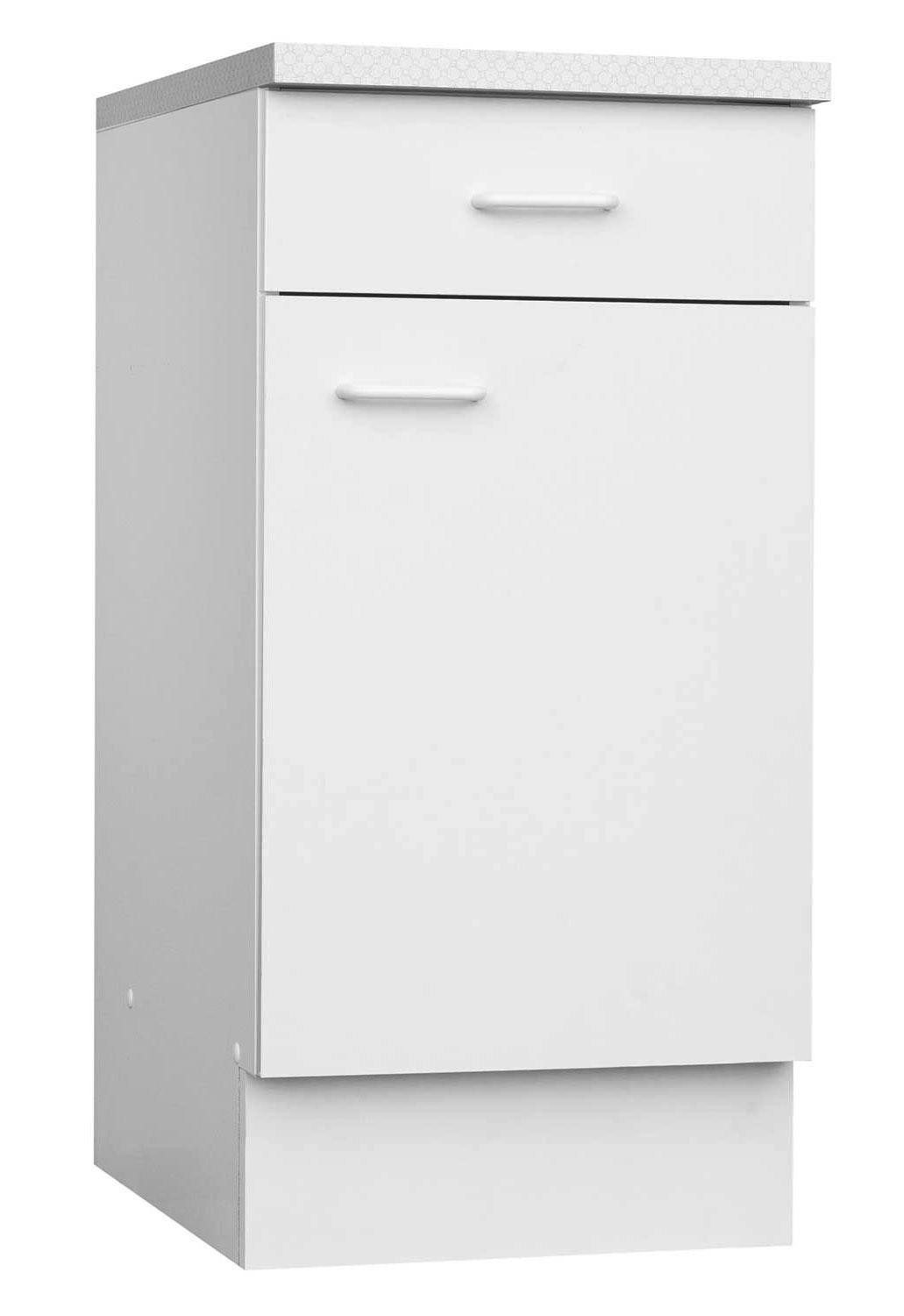 Unterschrank TOP, Weiß, 1 Tür und 1 Schublade, Breite 40 cm Höhe 85 cm, Türanschlag ist beidseitig montierbar