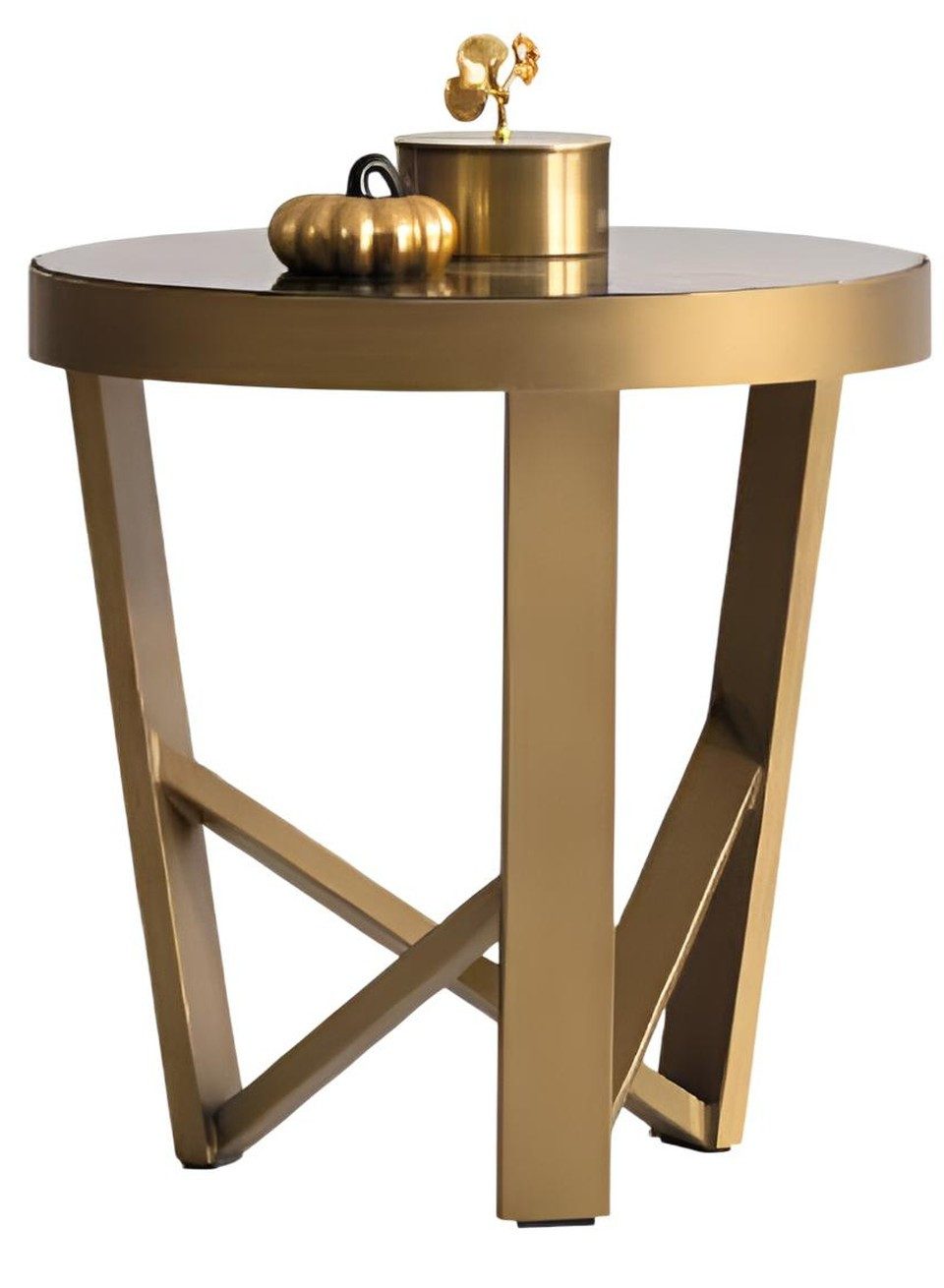 Xlmoebel Beistelltisch Gold-Grüner Tisch mit Marmorplatte von XLMOEBEL, rund und elegant, Made in Europa