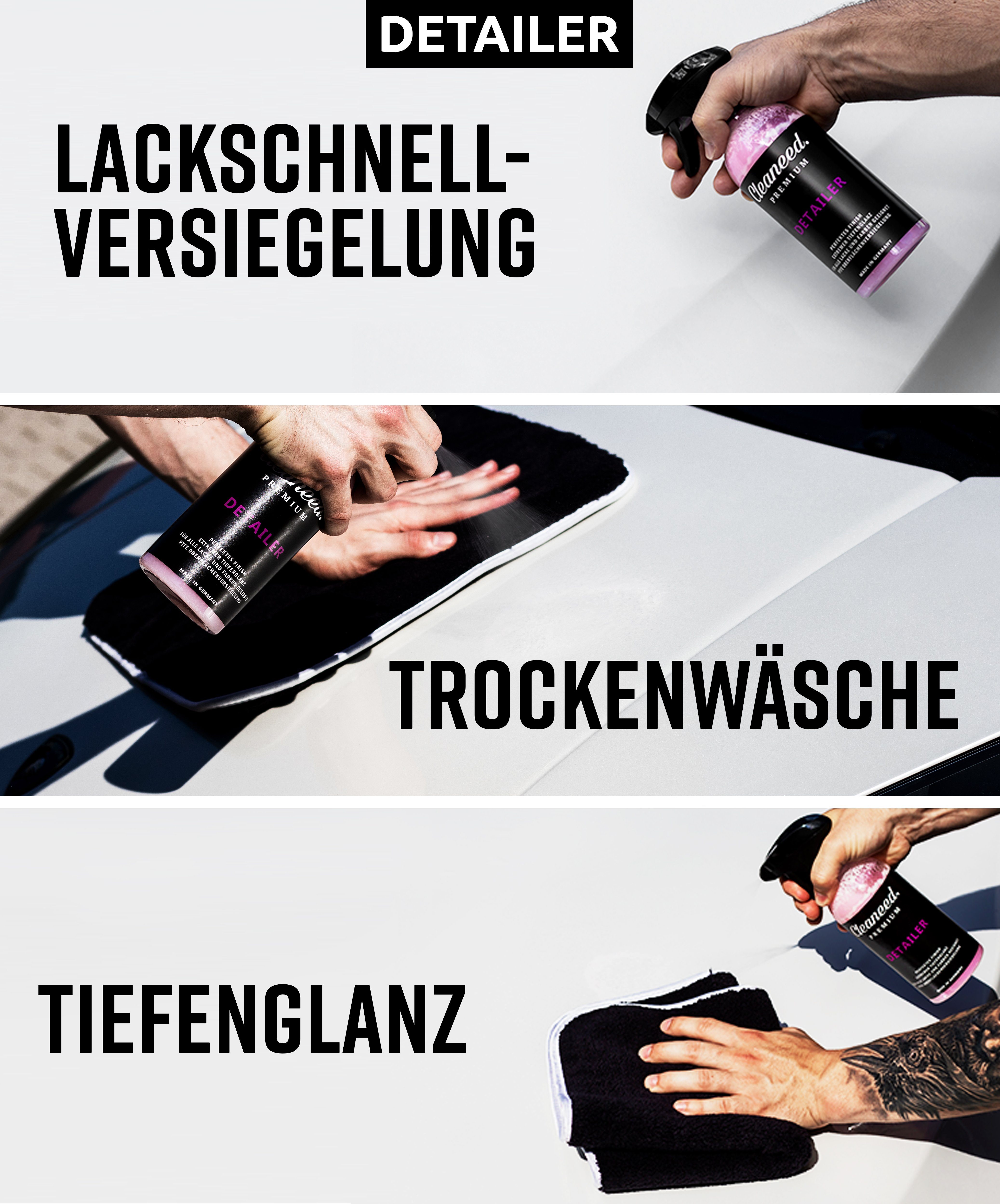 Cleaneed Cleaneed Premium Starterset Auto-Reinigungsmittel (Ideales Einsteiger Autopflege Set, [5-St. Alles für die Reinigung und Pflege deines Autos Auto Waschset, Auto Putz Set, Autoreinigung Auto-Reinigungsmittel)
