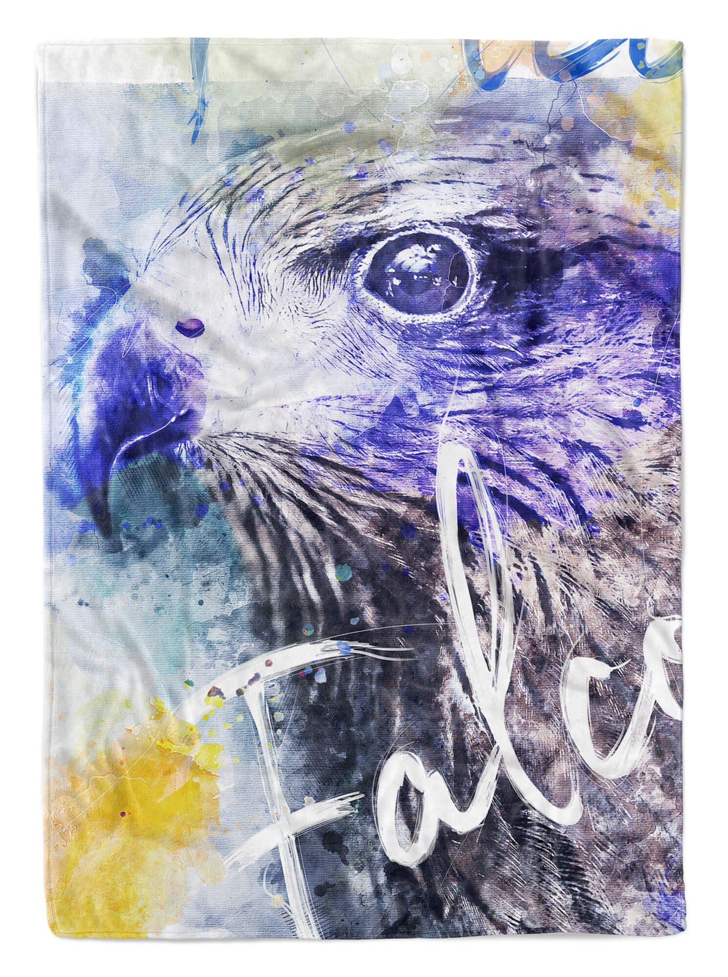 Baumwolle-Polyester-Mix Sinus Handtücher Serie SplashArt Strandhandtuch Kunstvoll Handtuch Moti, Tier Saunatuch Falcon Kuscheldecke Handtuch Art (1-St),