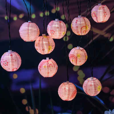 MARELIDA LED-Lichterkette LED Solar Deko Girlande 10 Lampions Garten Balkon Terrasse L:4,5m rosa, 10-flammig