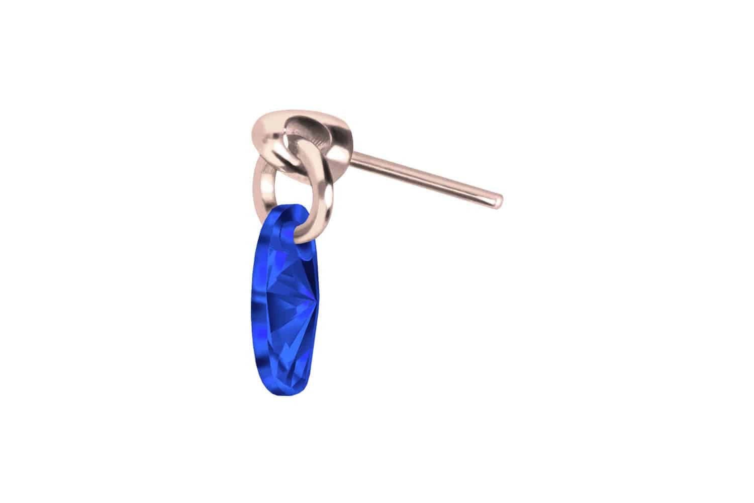 Piercing-Set Titan Aufsatz mit Push Pin KRISTALLOVAL