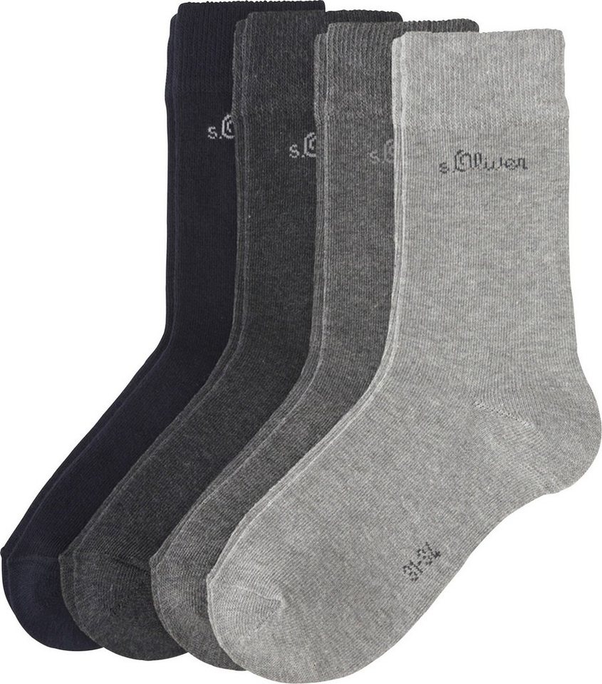 s.Oliver Socken Kinder-Socken 4 Paar Uni, Schonwäsche 40 °, Nicht Trocknen,  Nicht Bügeln