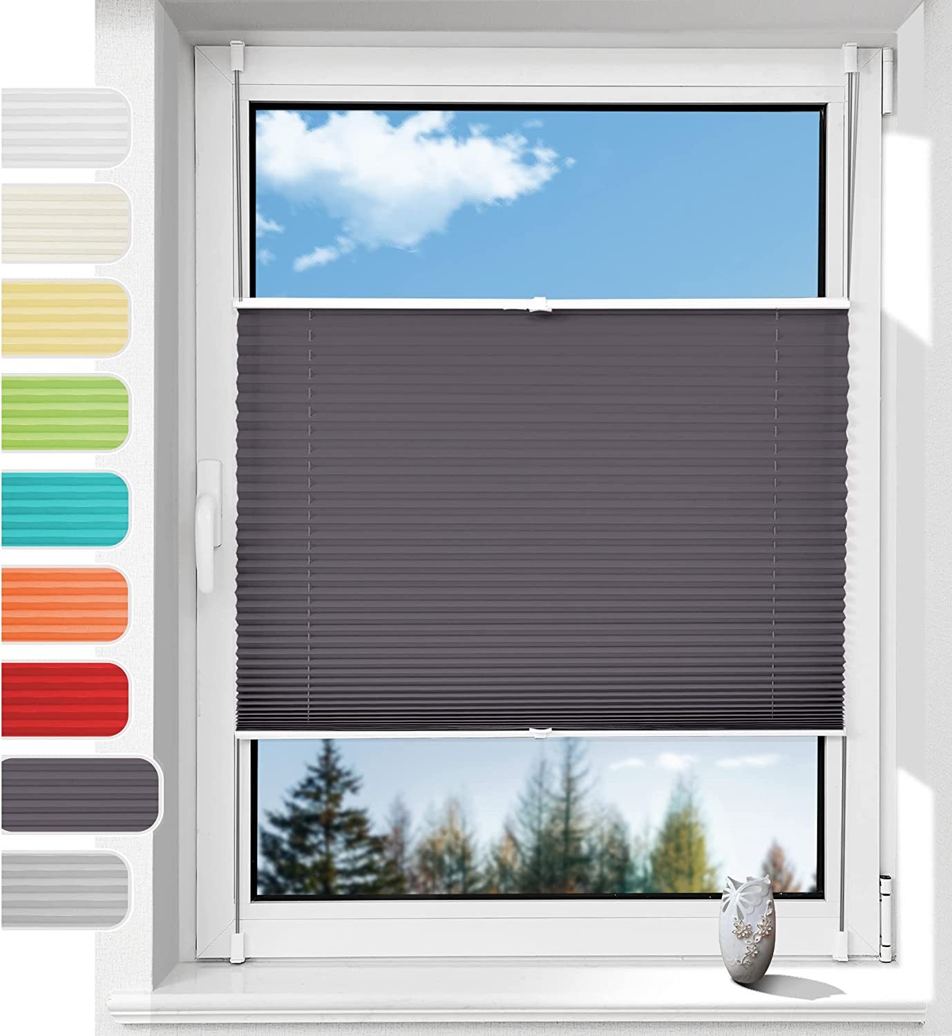 OUBO Plissee mit Klemmträger Sonnenschutz und Sichtschutz lichtdurchlässig günstig online kaufen