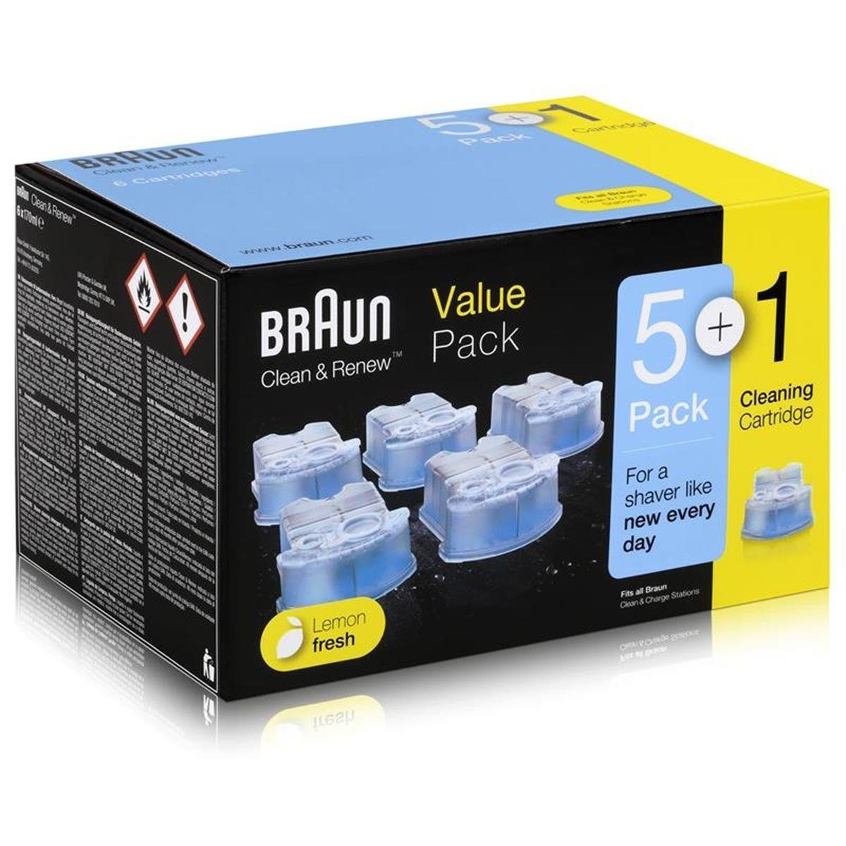 Braun Braun Series Elektrorasierer CCR Reinigungsflüssigkeit 5+1 Reinigungslösung (2er Ersatzkartuschen mit