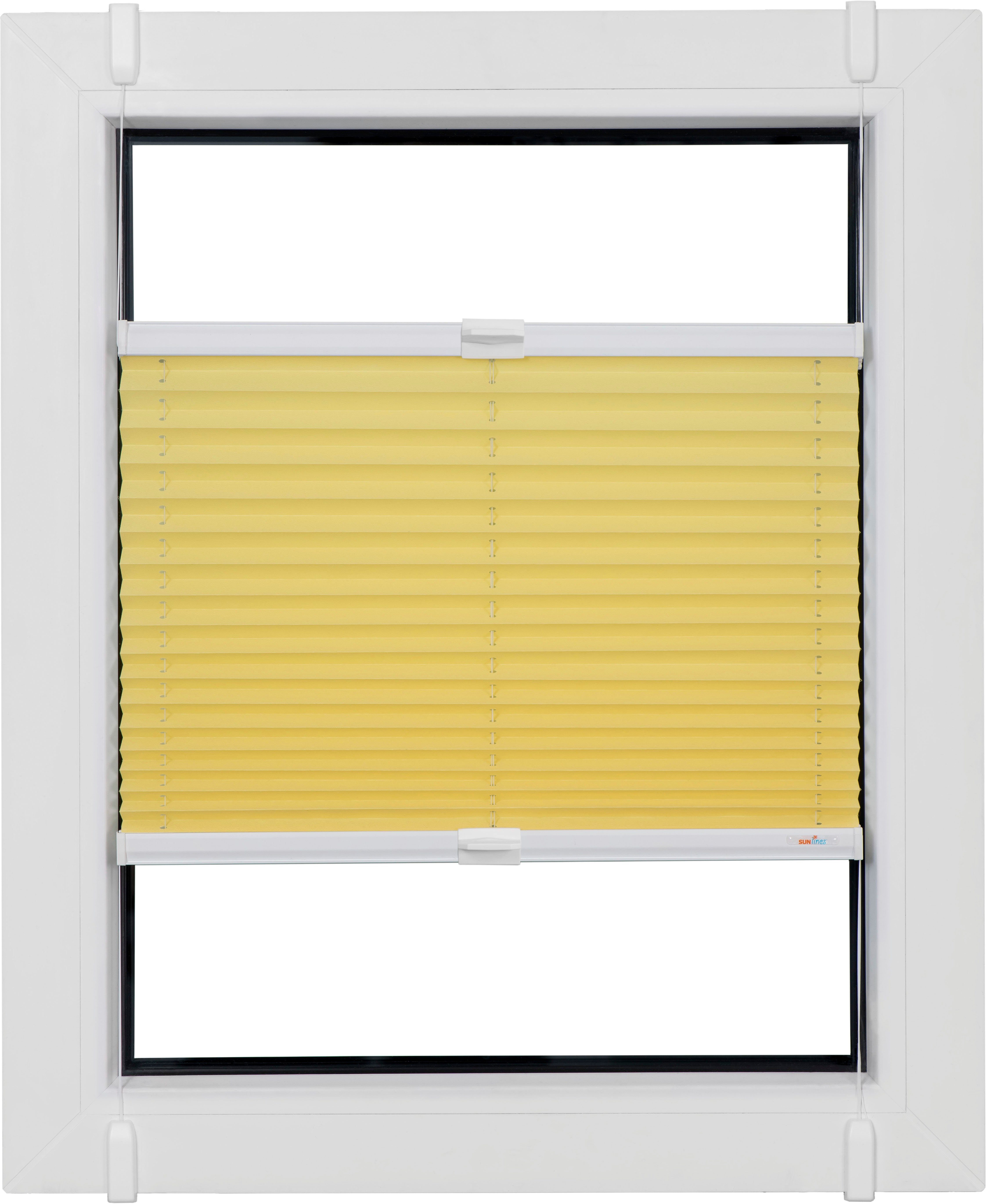 sunlines Plissee One Size Style Crepe, blickdicht, ohne Bohren, verspannt, Klemmfix, Zubehörfarbe weiß, zum Klemmen