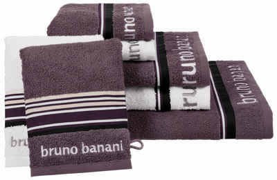 Bruno Banani Handtuch Set Maja, Walkfrottee (Set, 7-St), mit Bordüre und Markenlogo, 7 teiliges Handtücher Set, 100% Baumwolle