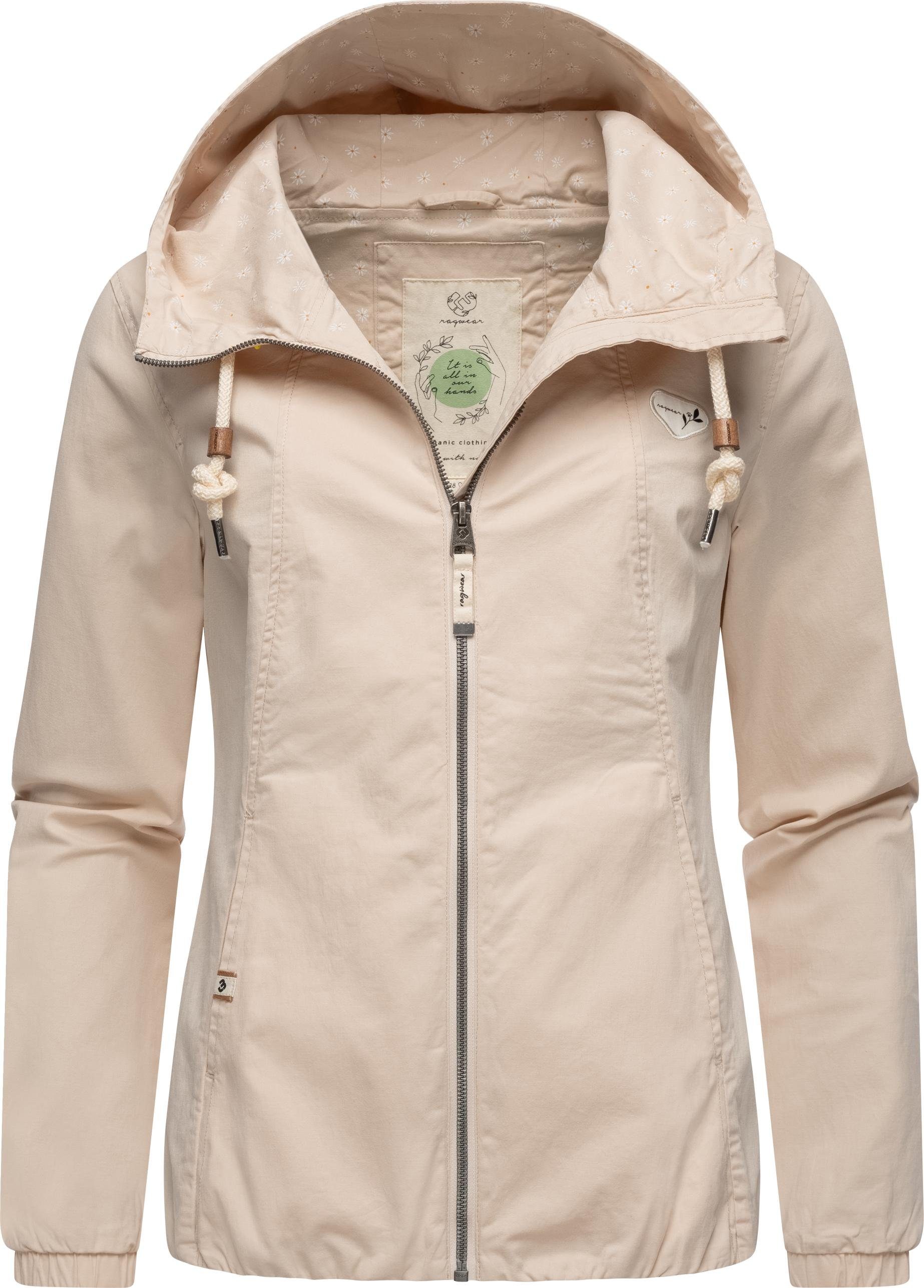 Ragwear Outdoorjacke Wylma beige Übergangsjacke Organic stylische Kapuze großer mit