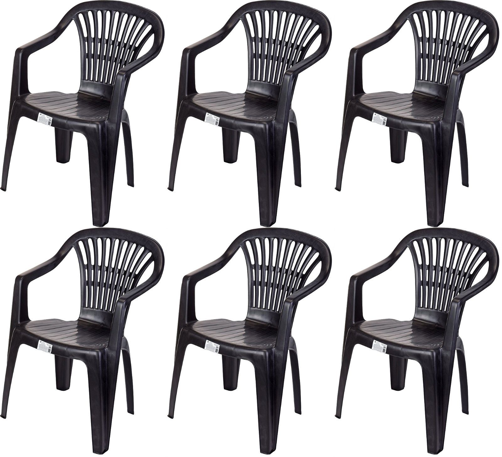Progarden Gartenstuhl Kunststoff Anthrazit Stapelbar 6 er Set (Set, 6 St), UV-Beständig, Robust, Wetterfest, Made in Italy, Hochwertig