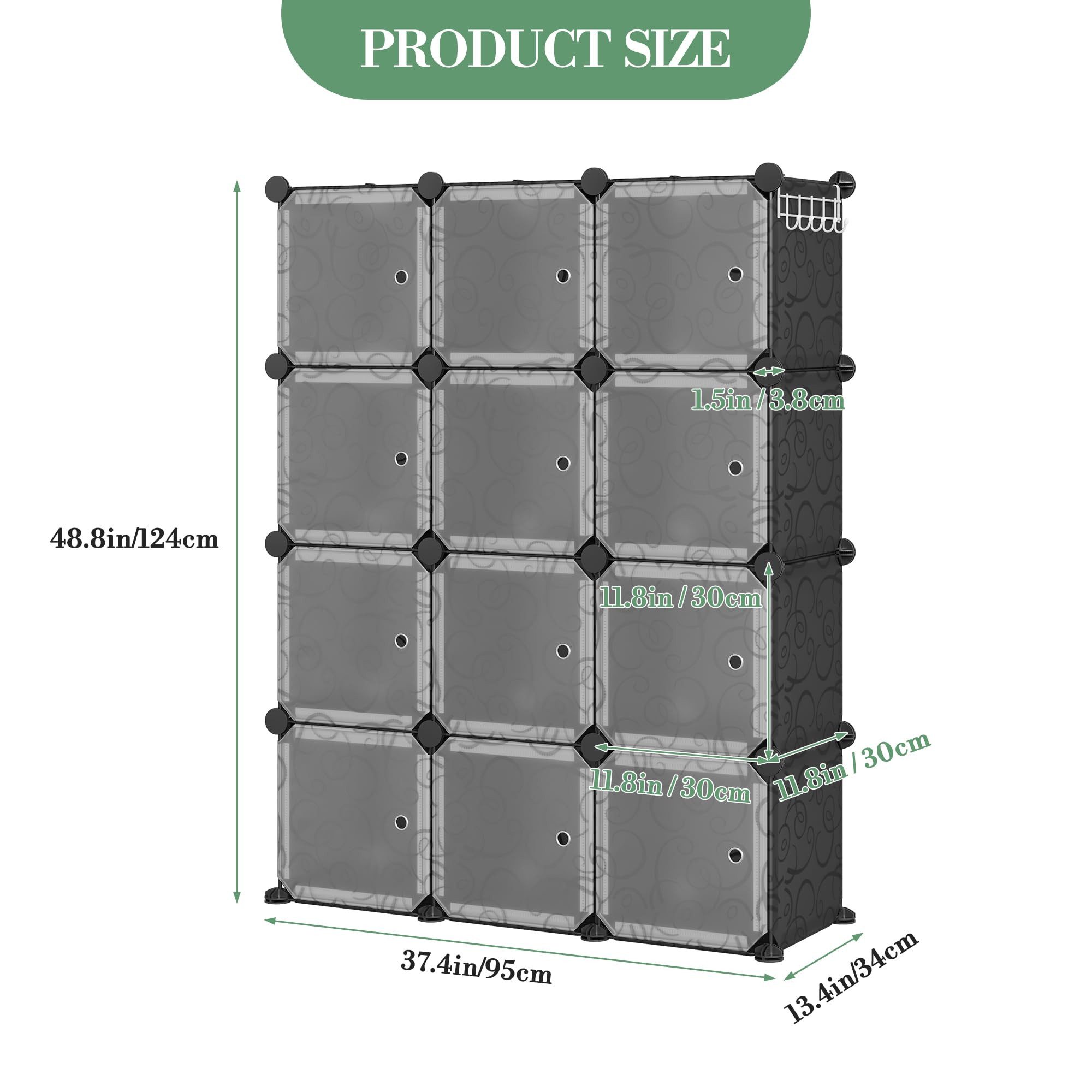 GarveeMore Falttürenschrank 12-Kubik Modular Storage Organiser Unit mit Tür günstig online kaufen