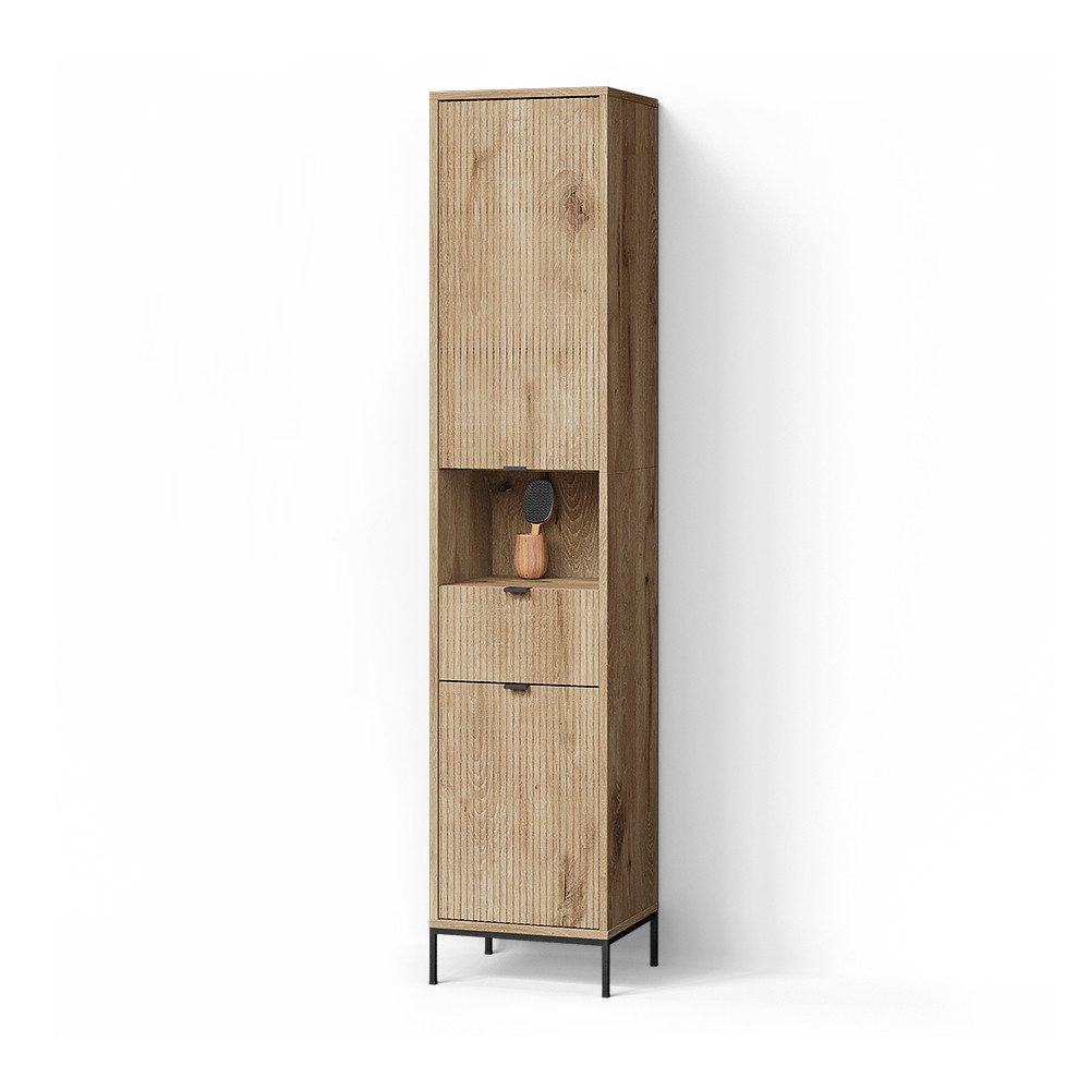 Livinity® Hochschrank ATERNO, Viking Oak, 40 x 190 cm mit Tür und Schublade