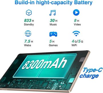 DOOGEE ‎T20 Tablet (10,4", 256 GB, Android 12, 2,4G+5G, Tablet (TF 1TB), 2K HD Octa-Core TÜV Zertifiziert,8300mAh Akku,Dual 4G)